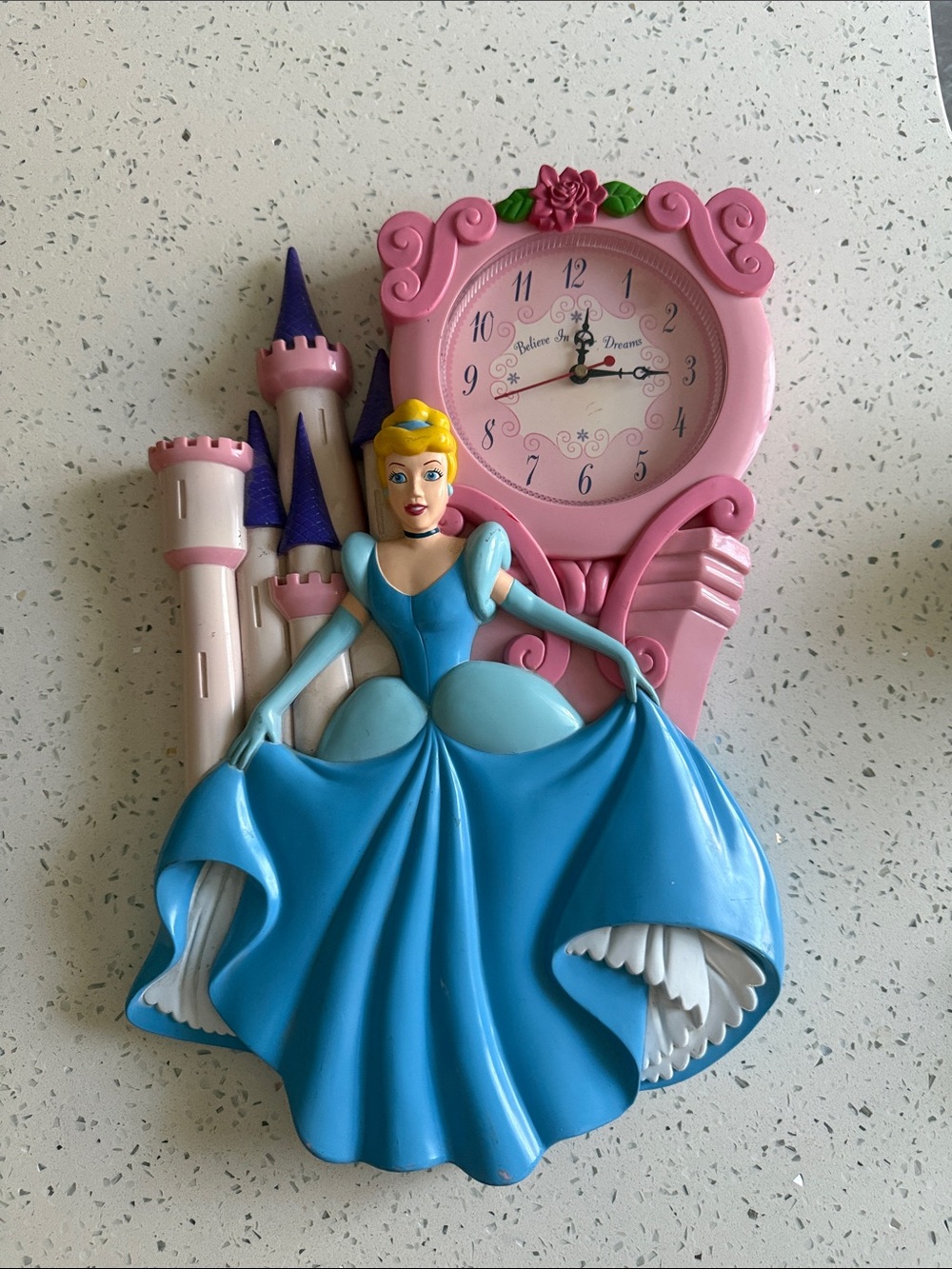 Disney Cinderella Wall Clock Pink Blue